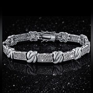 Micro Pave Set Cz Diamond cubic zirconia Stampato Link Tennis Line Bracelet